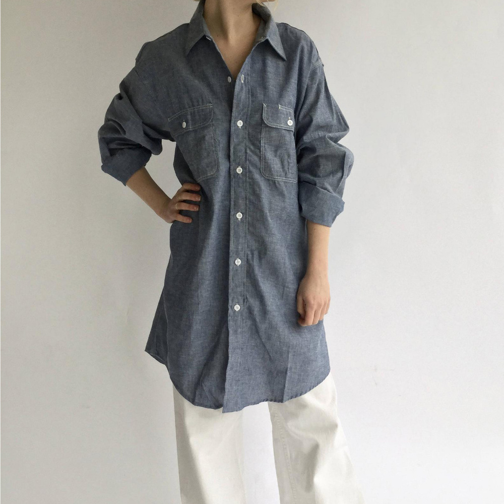 Chambray work shirt tunic vintage
